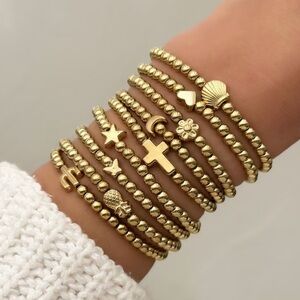 Elegant Gold Beaded Bracelet Set